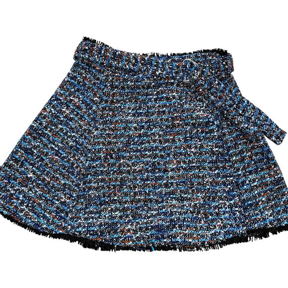 Lovers + Friends Aiden Blue Multi Tweed Belted Mini Skirt Medium - Picture 3 of 15
